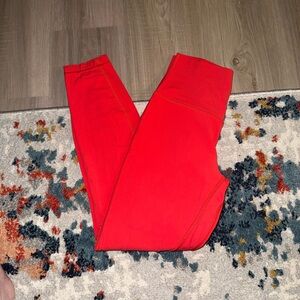 red Lululemon leggings